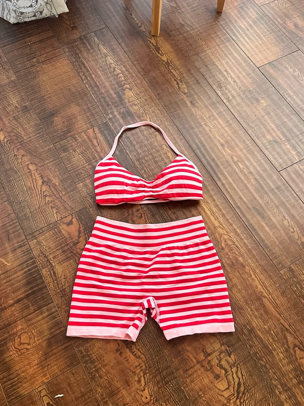 Amazon Essentials Red & White Striped Kids' Shorts Set